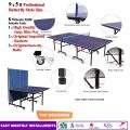 Professional Butterfly Table Tennis Table 8 Wheels Standard Size 9x5 FT Quick Assembly, Playback Mode, Space Saving Storage, Tournament Size (Table Only). 