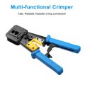 EZ RJ45 Crimp Tool Pass Through Cat5 Cat5e Cat6 Crimping Tool for RJ45/RJ12 Regular and End-Pass-Through connectors with 50PCS. 