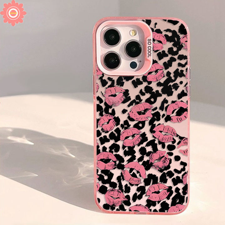 Retro Leopard Print Case for Infinix Hot 40i 30i 11 10 30 9 Pro Play Tecno Spark GO 2024 10 20 Pro 20C 10C Smart 8 5 7 6 Pro Plus Pop 7 8 Note 12 G96 30 40 Pro Doodle Red Lips Case
