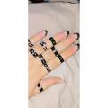 Pack of 10 - Adjustable Finger Rings For Girls - Black colour Attractive Ring Colors for women gift jewelry. 