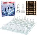 Fine Glass Chess Game Set Glass Chess Pieces Crystal Mirror Chess Board Contemporary Chess. 