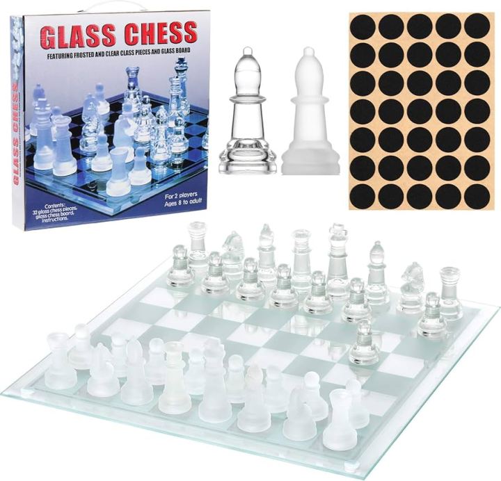 Fine Glass Chess Game Set Glass Chess Pieces Crystal Mirror Chess Board Contemporary Chess