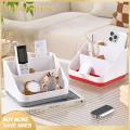 Enigma- Desktop Clutter Organizer Wooden Desktop Storage Box with 6 Compartments Large Capacity Organizer for Home Office Supplies Remote Control Phone Glasses Stationery Holder Buyers' Favorite Stationery. 