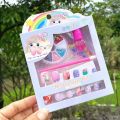 Children's manicure set colorful sequins nail stickers nail polish little girl princess simulation makeup toy gift little girl waterproof nail stickers cartoon safe and non-toxic finger stickers Best toys for girls. 