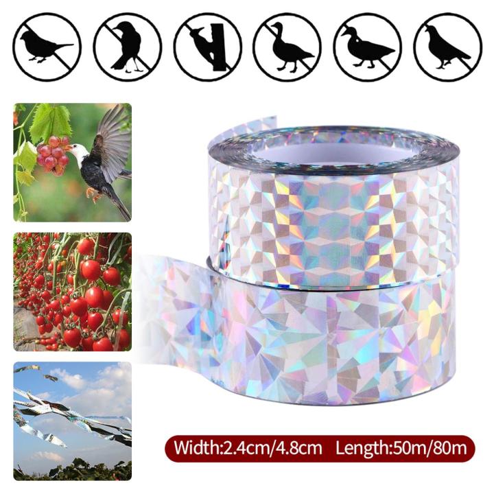 50m/80m Anti Bird Tape Flashing Reflective Audible Bird repeller Scare Tape Pigeons Crow Keep Away Double-sided Bird Repeller Ribbon
