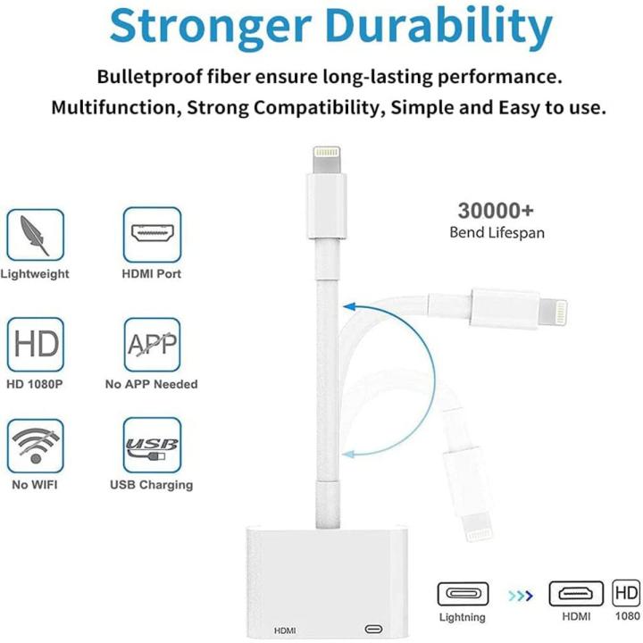 [Apple MFi Certified] Lightning to HDMI Digital AV Adapter,1080P Video & Audio Sync Screen Converter AV Adapter with Charging Port for iPhone HDMI Converter to HD TV/Projector/Monitor Support All iOS