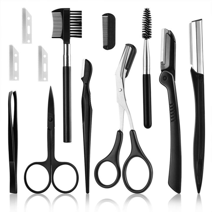 Eyebrow Kit Eyebrow Grooming Set For Women Men 12Pcs Eyebrow Shaping Grooming And Trimming Kit Includes Razor Scissors Brush