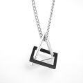 Korean Style Geometric Triangle Hip Hop Necklace Trendy Men's Cool Disco Simple Quadrangle Pendant Ornaments Female Wholesale. 