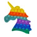 (Rainbow Unicorn) Push Pop Bubble Fidget Spinner Pop It Silicone Toy. 