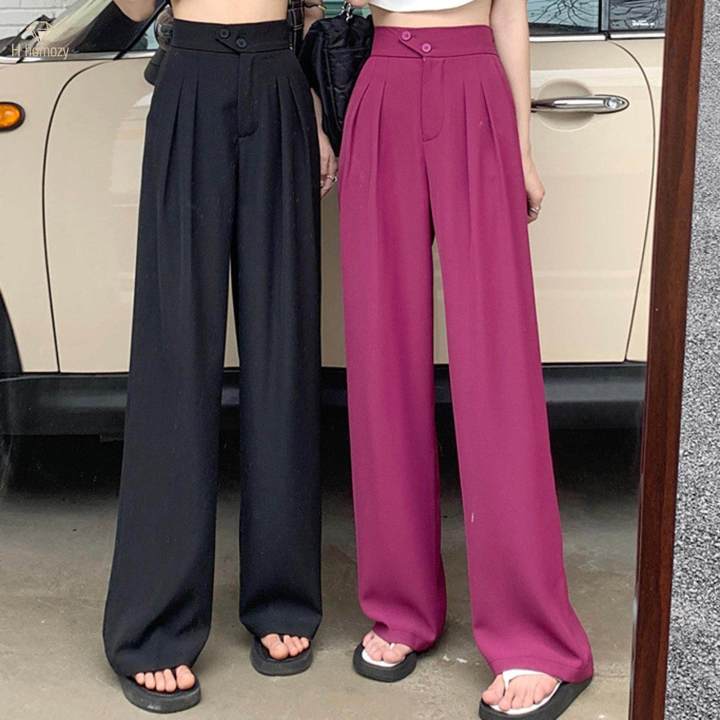 Womens%20Wide%20Leg%20Pants%20Straight%20Leg%20High%20Waisted%20Office%20Loose%20Long%20Pants%20M%20Black%20-%20Image%208