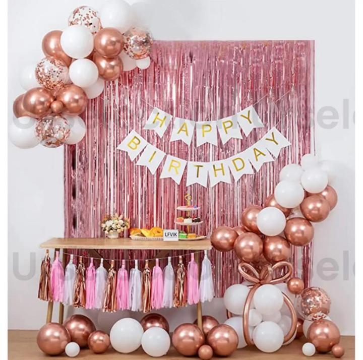 Happy Birthday Theme Set Complete: 1 Birthday Banner, 1 Back Curtain, 30 Balloons - Ideal Birthday Accessories for Girls and Boys, Perfect Birthday Party Items and Home Decorations!