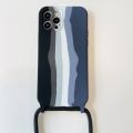 Case with cover in color 8 PlusX XR S Pro Mini 11 for iPhone 13 12 Max XS E 2 7 Crossbody lanyard Rainbow Liquid Silicone Protector. 