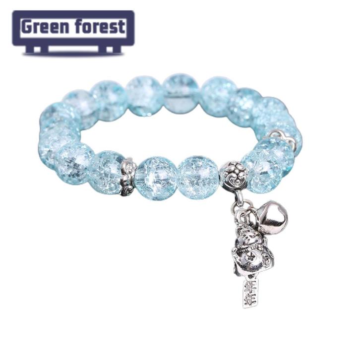Green forest Energy Bead Bracelet High Elasticity Ice Crack Korean Style Bracelet