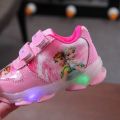 HUIYUAN Frozen flashing light shoes LED light Aisha girls light up princess shoes. 