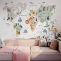 Animals World Map Wall Stickers Kids Animals Theme Educational Stickers Boy Girl Baby Room Nordic Nursery Art Decals Home Decor. 