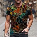 Vintage Tops Summer Men T-Shirt Tee Tribal Print O Neck Holiday Harajuku Shirt Short Sleeve Casual Male Funny Clothing Camiseta. 
