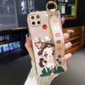 dienya For Realme C12 Case With Wristband New Design Phone Case For Girl Women Thin Pattern Fashion Cartoon Shockproof Plating Silicone Casing Full Cover SoftCase Protection Cases. 