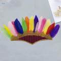 Feather Headdress American Chief Indian Native Hat for Festival Performance Colorful Rose Red. 