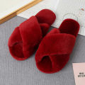 Winter Slippers Women Fashion Cross Fluffy Fur Slipper Home Slides Platform Flat Indoor Floor Flips Women Ladies Shoes. 2024. 