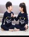 Baby Navy Blue Smile Print Night Suit. 