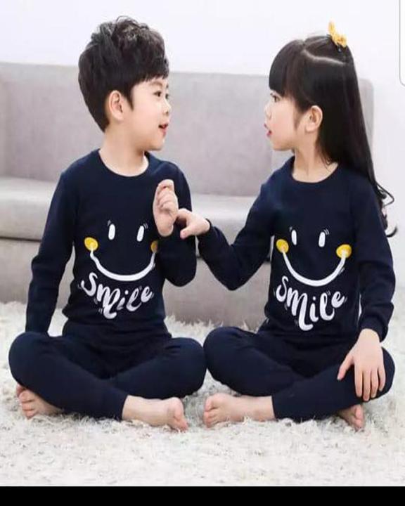 Baby Navy Blue Smile Print Night Suit