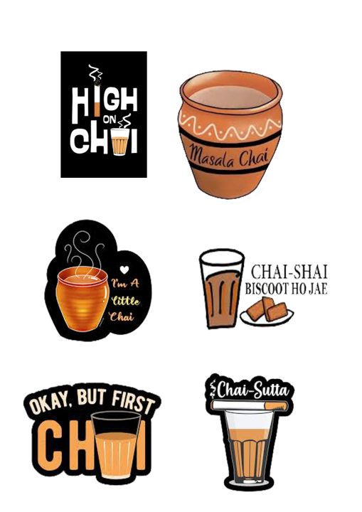 Okay but First Chai Sticker - 3 inch x 3 inch - Also Custom Stickers Available - Pack Of 6 Stickers - Sticker For Laptop Sticker For Mobile