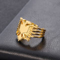 European Albania Eagle Ring gold silver color Double Headed Eagle Finger Ring Jewelry Ethnic Ornament Party Birthday Jewelry. 