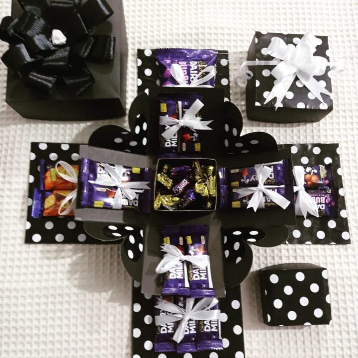 Chocolate gift box for celebration, Two layer gift box with a small box inside it