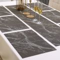 7Pcs  Placemats & Runner Set Heat Resistant , Stain Resistant Washable PVC Table Mats for Dining - Table Woven Vinyl - QS Bedding. 