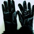 Women's Girl's Black Winter Velvet Gloves With Frr Cuff On Wrist. 