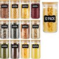 AKHPAL 12 PIECES Glass Food Storage Containers Set,  1400ML Spice Jar Set, kitchen Jars with Bamboo Airtight Lids and Labels, Clear Food Storage Containers for Pantry for Sugar, Salt.... 
