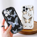 Hontinga for Tecno Spark 20 Pro Back Cover Beautiful Butterfly Cream Texture Phone Case Wavy Edge Soft Silicone Cover. 