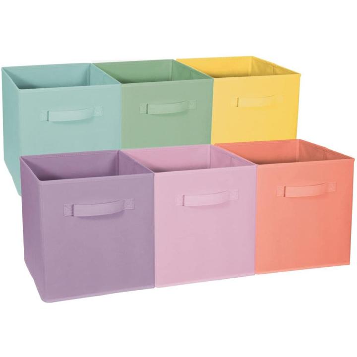 Fabric Cube Storage Bins, Durable Fun Colored Storage Bins with Handles, Collapsible Baskets for Home, Kids Room, Closet and Toy Organization
