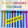 Pack of 10 Colorful Plastic Bird Perches – Cage Accessories for Budgies, Parrots, Lovebirds & Small Birds. 