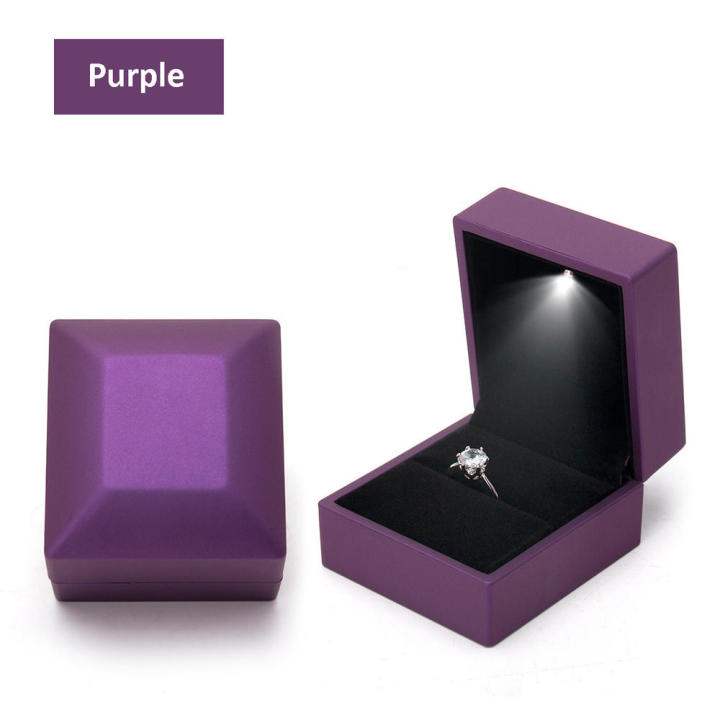 Light Proposal Engagement Ring Boxes Jewelry Gift Box Red  Ring Case for Wedding Valentine's Day Anniversary Ring Box LED