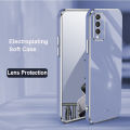 For Vivo Y20 2021 Back Cover + Wrist Strap Luxury Shiny Plating Square Shockproof Bumper Camera Lens Protection Soft TPU Silicone Phone Case. 