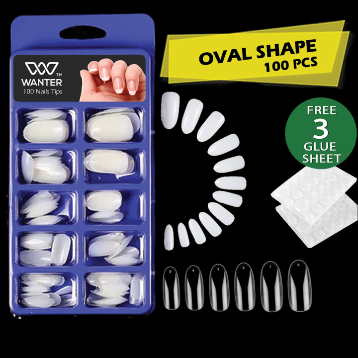 WANTER%20100Pcs%20Fake%20Nails%20For%20Girls,%20With%203%20Nails%20Glue%20Sheet,%20Square%20Almond%20Oval%20Coffin%20Shape%20Natural%20&%20Transparent%20Color%20Artificial%20Nails%20Kit%20Fake%20Nails%20Acrylic%20Nails%20For%20Girls%20Beautiful%20Nails%20False%20Nails%20With%20Nails%20Glue%20Stickers%20-%20Image%202