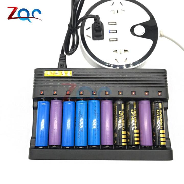 Li-Ion Battery Charger Module 6000MA Charging For 16340 14500 18650 18500 Battery Fast Charge Lithium Battery 10 Slots with Wire