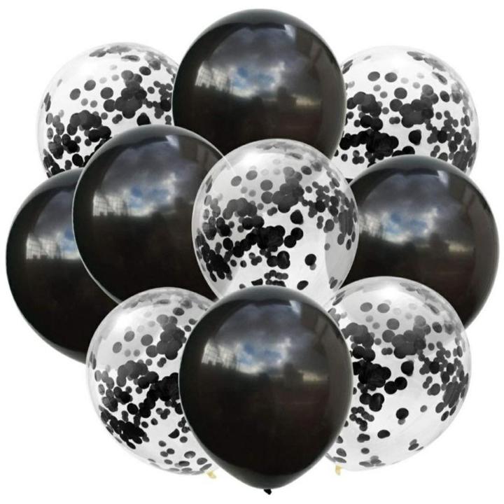 5 BLACK BALLOON AND 5 CONFETTI FILLED BALLOONS ( PACK OF 10 LATEX BALLOONS )