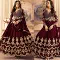Dress for womens | Dress for girls | Maroon Chiffon Crincle Embroidered Maxi | Unstitched | Formal Wear | Party Wear. 