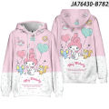 HZ Sanrio Melody Hoodie Long Sleeve Top Anime Cosplay 3D Sweatshirt Pullover Cartoon MY MELODY Hoody Casual Loose Oversize ZH. 