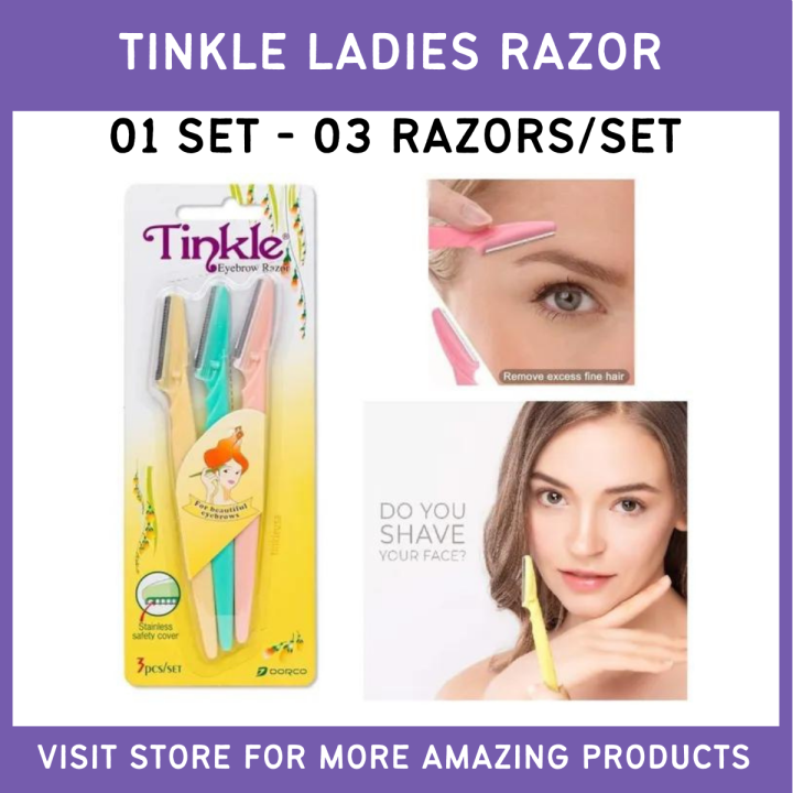 1 Set - 3 Pcs/Set | Womens Razors | Tinkle Razors | Twinkle Razor Original | Zigzag Soft Razor For Women | Remove Hairs | Ladies Shaving Razor | Hair Removing Razors For Women | Girls Razzer | Eyebrows Trimmer | Bikini Hair Removal Razor