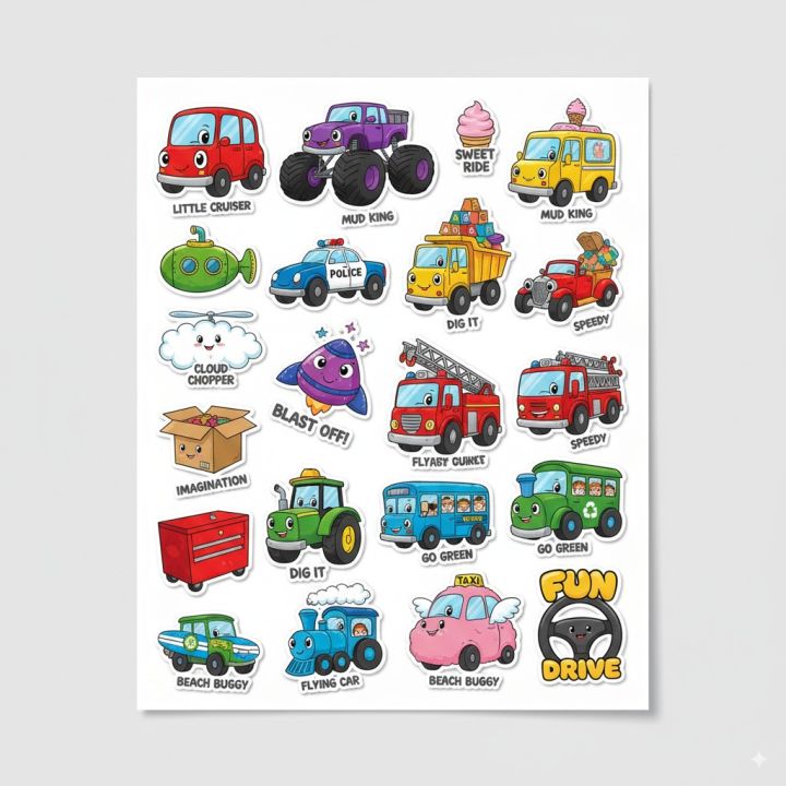 Funny Vintage Cars Sticker Pack | Retro Classic Car Stickers for Laptop ...