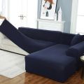 Fitted Sofa Cover - Protector L Shape (4+3) - Standard size - Non Slippery - Stretchable - Cotton Jersey Smooth Stuff. 