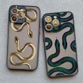 Luxurious Black Gold Snake Phone Case for IPhone 14 13 12 11 15 Pro Max Mini 7 8 Plus SE2 X XR XS Unique Dragon Shockproof Cover. 