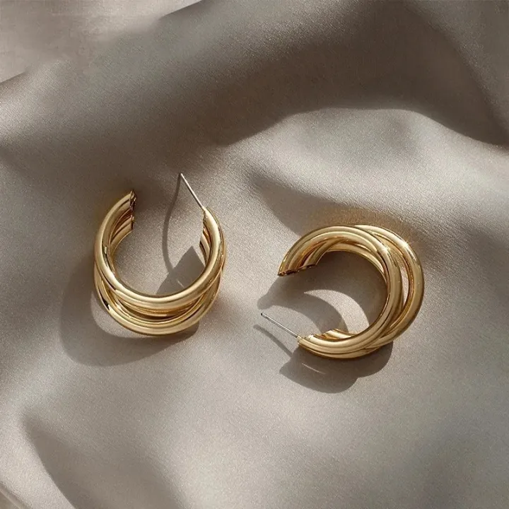 Earings%20for%20girls%20stylish%20-Thick%20Tri%20%20hoop%20Tube%20Gold%20Color%20Hoops%20Earrings%20elegant%20%20for%20party%20wear%20-%20Image%208