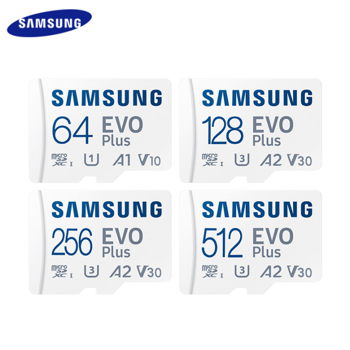 【COD+Ready Stock + FREE Shipping 】Samsung Pro Plus Memory Card 512GB 256GB 128GB U3 V30 A2 High Speed EVO PLUS Micro SD Card 64GB U1 A1 V10 UHS-I Class 10 TF Card