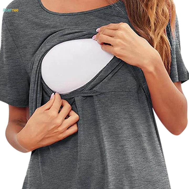 Women's%20Maternity%20Shirts%20Fashion%20Nursing%20Shirts%20for%20Daily%20Mom%20Dark%20Gray%20S%20-%20Image%205