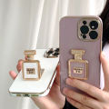 FELMYST No.5 Perfume Case For Infinix Zero X Pro Luxury Chane Rhinestone Bottle Hidden Mobile Holder Phone Casing Makeup Mirror Bracket Girl Women Shockproof Soft Cover. 