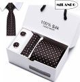 【Miga Plaza】Men Classic Silk Tie Set Bow Ties Necktie Pocket Square Cufflink FREE GIFT BOX Set. 
